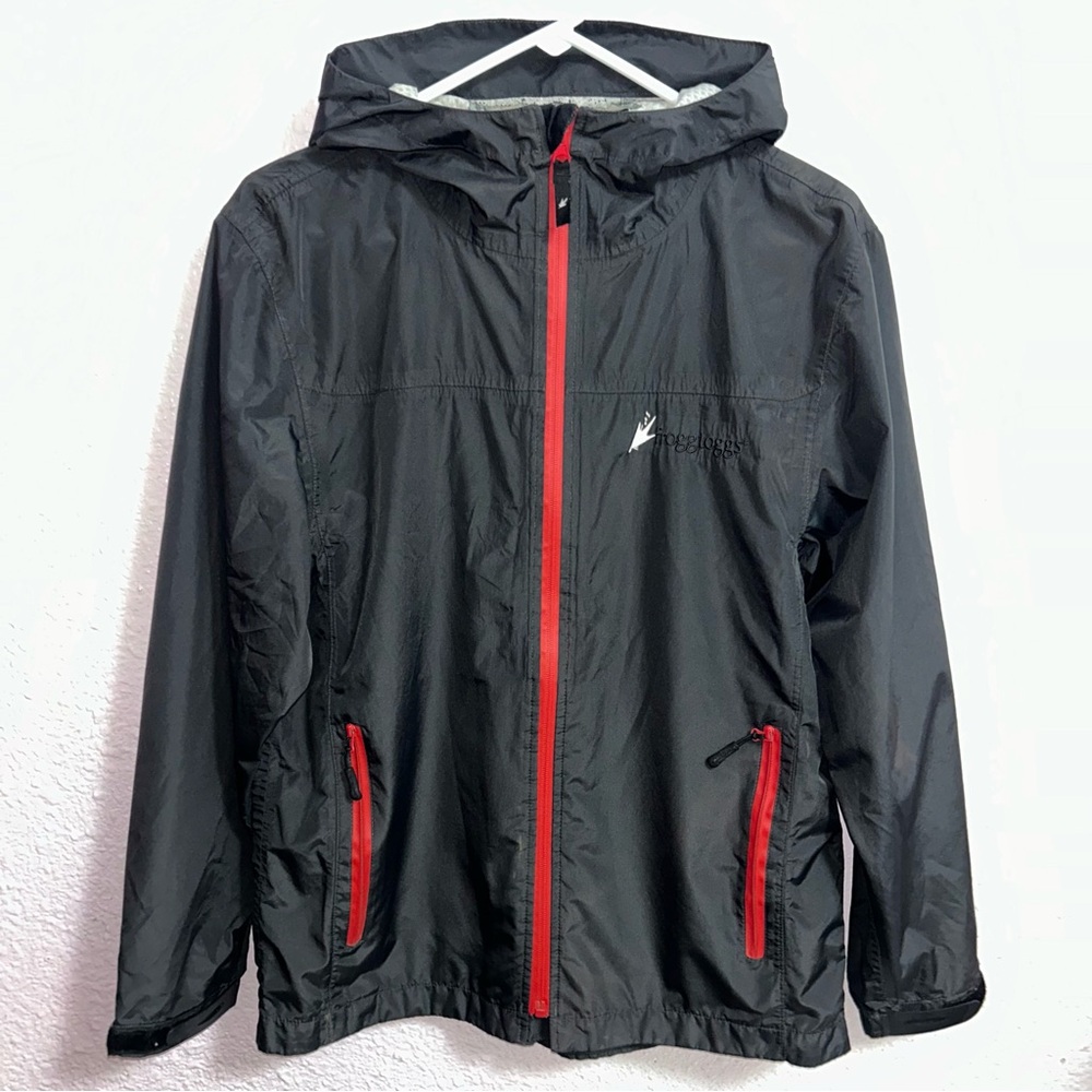 Kids Black Raincoat with Red Accents